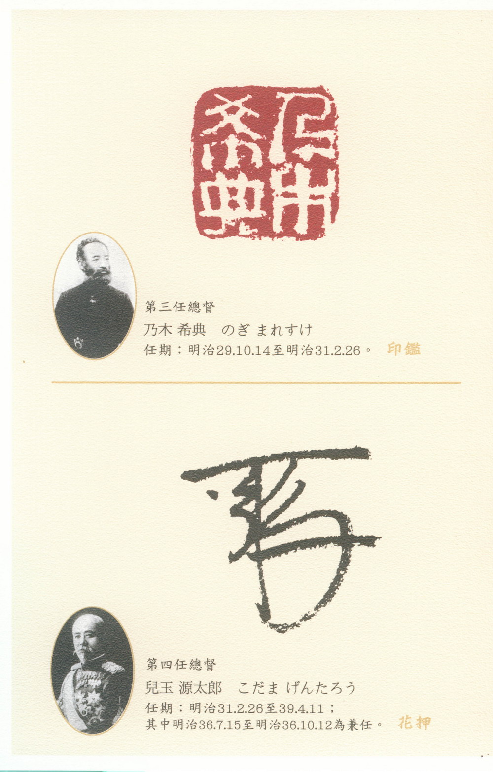 臺灣總督花押暨印鑑