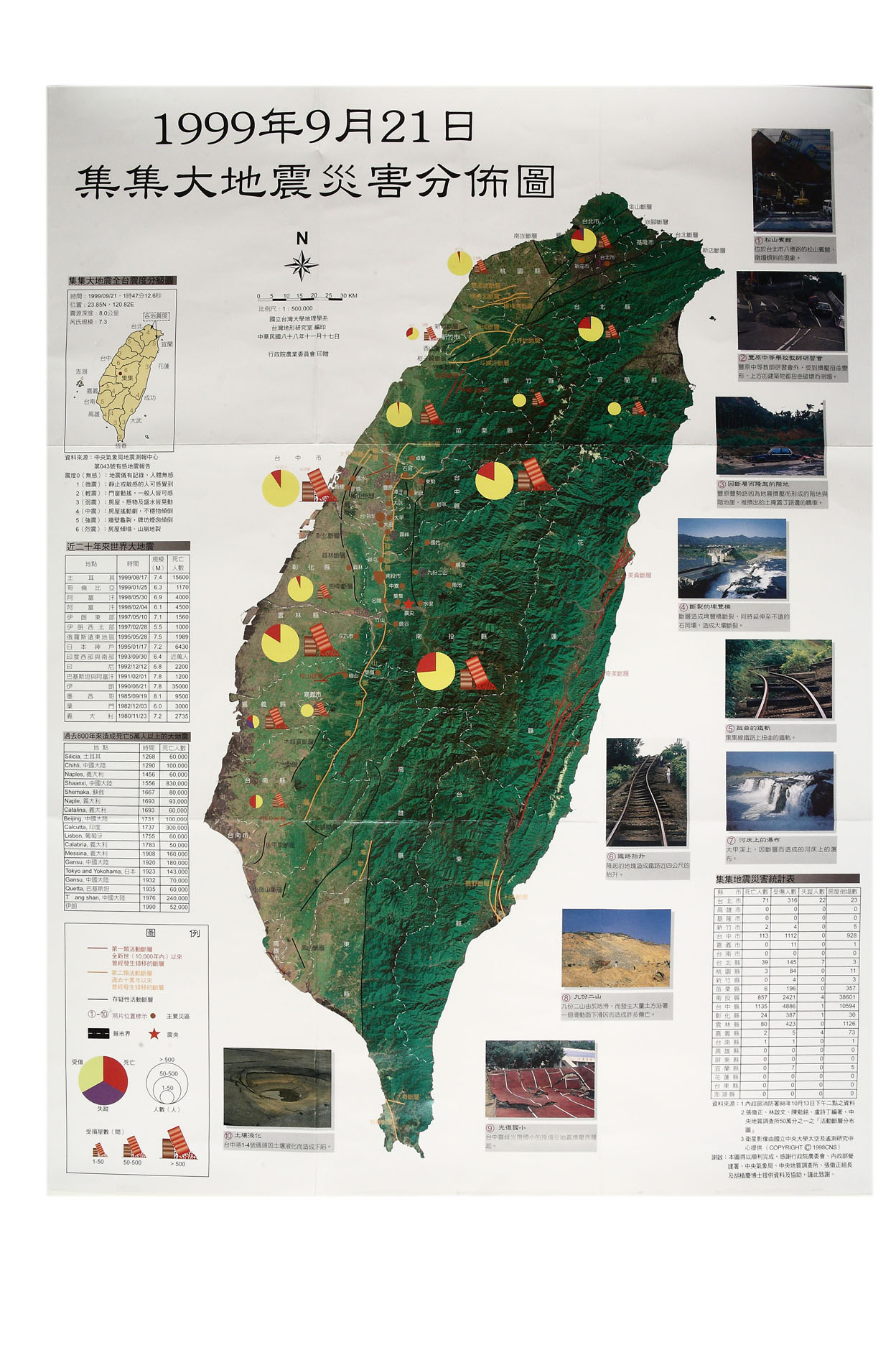 1999年9月21日集集大地震災害分布圖