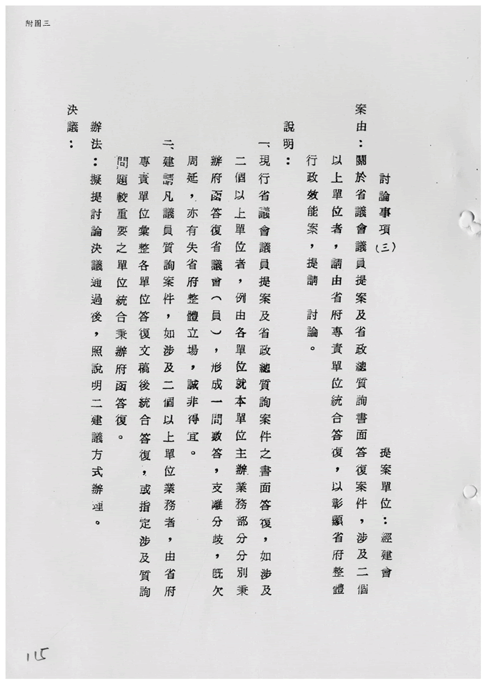 圖三: 第十九次開會時由經建會提出的討論事項