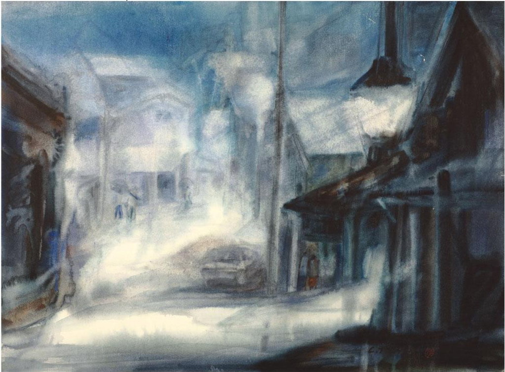 蘭陽夜雨（水彩畫）