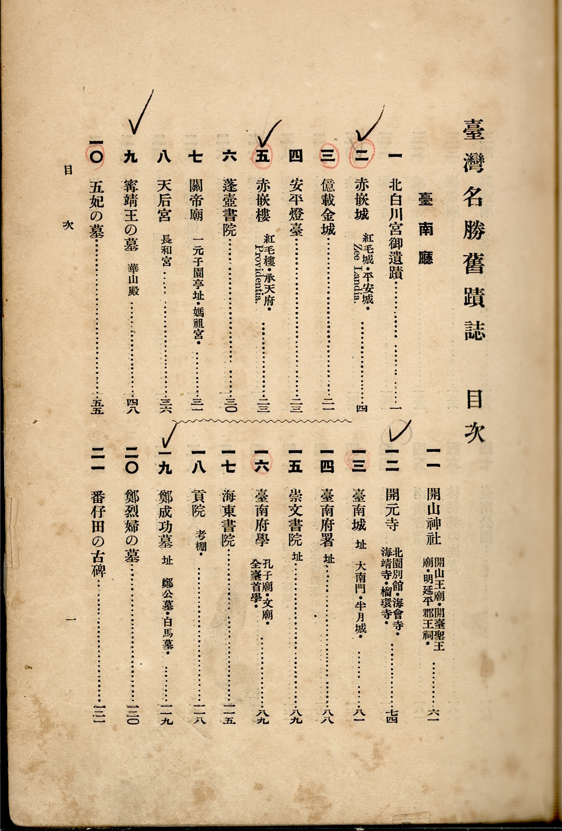 圖3《臺灣名勝舊蹟誌》目錄