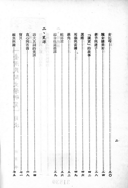 《臺灣民間文學研究》目次頁之二