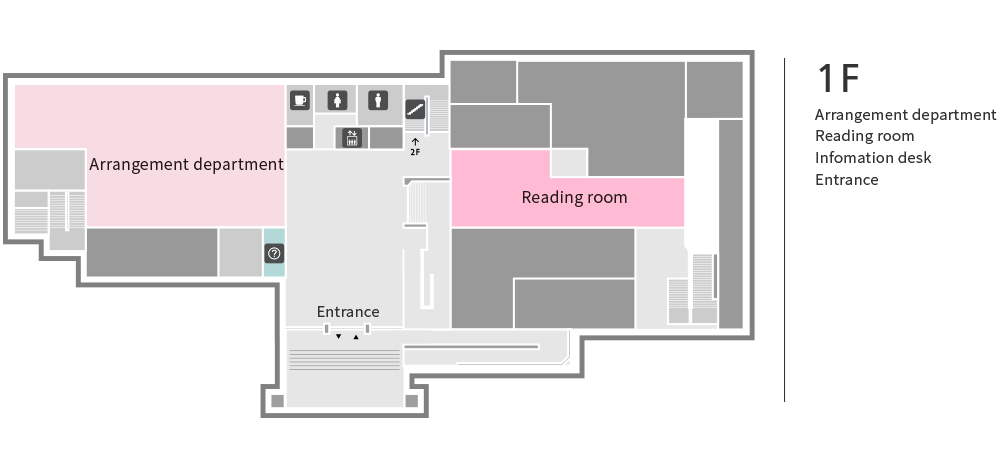 There are Arrangement department and Reading room.