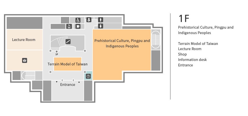 There are Lecture Room, Terrain Model of Taiwan and Prehistorical Culture, Pingpu and Indigenous People.