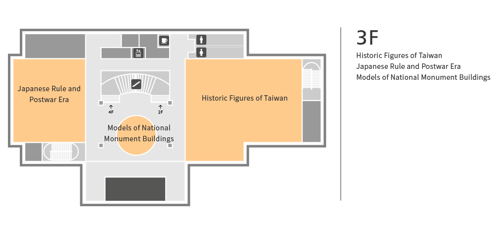 There are Japanese Rule and Postwar Era, Models of National Monument Buildings and Historic Figures of Taiwan.