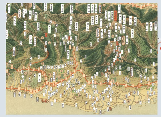 圖7：展件_臺灣鳥瞰圖局部-中臺灣 1935年(昭和10年) 金光常子繪
