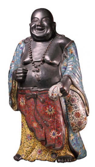 薄胎掐絲琺瑯布袋和尚