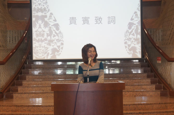 圖13：開幕典禮合辦單位彰化縣民俗文物協會洪郁存理事長致詞