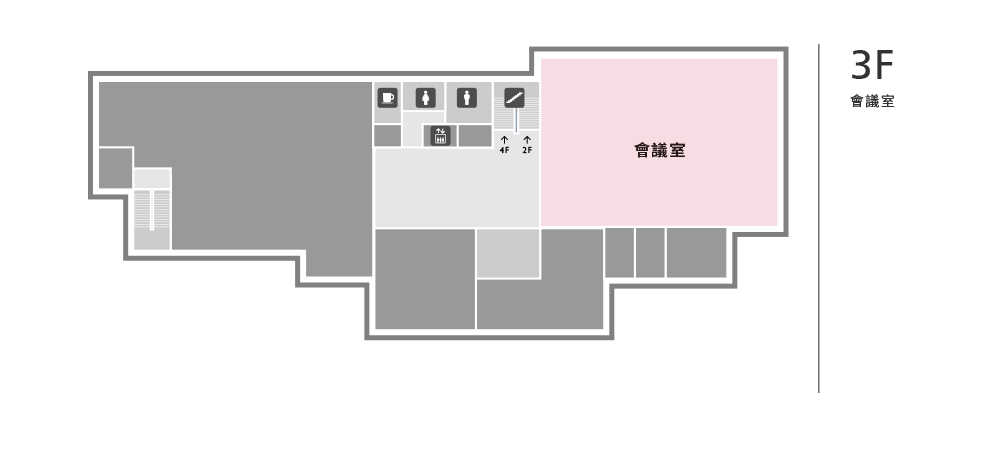 文獻大樓3F平面圖，包括簡報室，洗手間等